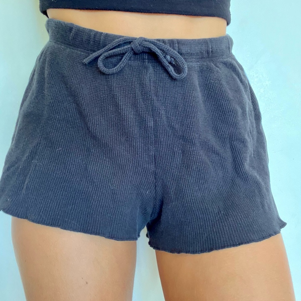 John Galt Black Ribbed Shorts
